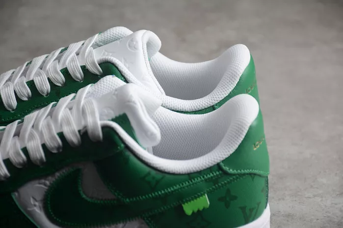 Reps 【Free Shipping】 Louis Vuitton Nike Air Force 1 Low By Virgil Abloh White Green MS 0232 0115