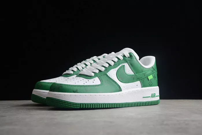 Reps 【Free Shipping】 Louis Vuitton Nike Air Force 1 Low By Virgil Abloh White Green MS 0232 0115