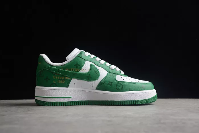 Reps 【Free Shipping】 Louis Vuitton Nike Air Force 1 Low By Virgil Abloh White Green MS 0232 0115