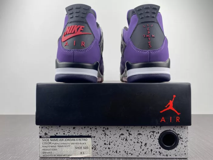 Cheap 【Free Shipping】 Jordan 4 Retro Travis Scott Purple (Friends and Family) 766296 LN4 0114