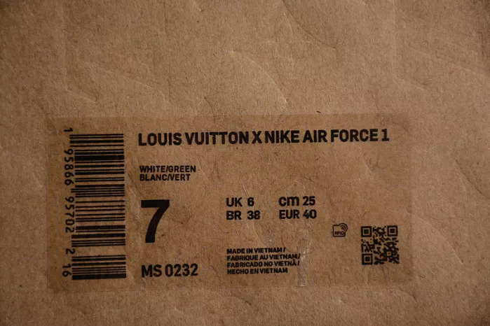 Reps 【Free Shipping】 Louis Vuitton Nike Air Force 1 Low By Virgil Abloh White Green MS 0232 0115