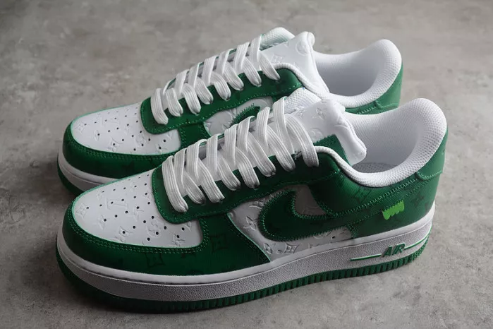 Reps 【Free Shipping】 Louis Vuitton Nike Air Force 1 Low By Virgil Abloh White Green MS 0232 0115