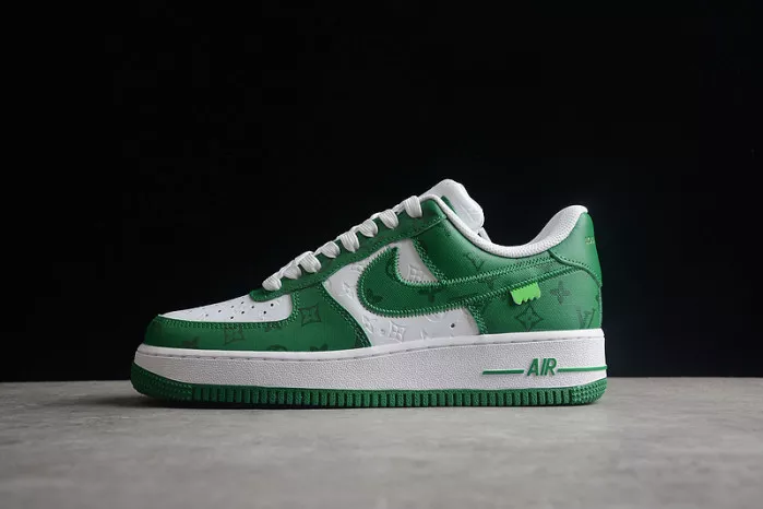 【Free Shipping】 Louis Vuitton Nike Air Force 1 Low By Virgil Abloh White Green MS 0232 0115