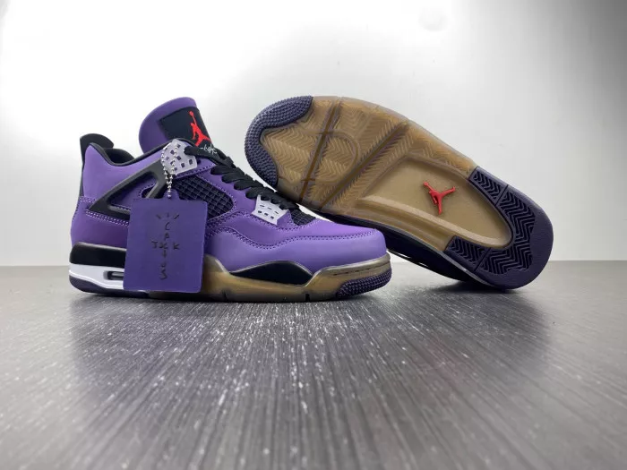 Cheap 【Free Shipping】 Jordan 4 Retro Travis Scott Purple (Friends and Family) 766296 LN4 0114