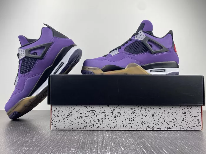 Cheap 【Free Shipping】 Jordan 4 Retro Travis Scott Purple (Friends and Family) 766296 LN4 0114