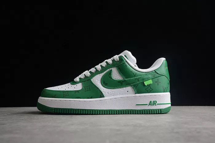 Reps 【Free Shipping】 Louis Vuitton Nike Air Force 1 Low By Virgil Abloh White Green MS 0232 0115