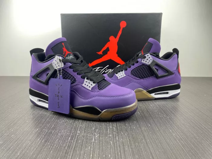 Cheap 【Free Shipping】 Jordan 4 Retro Travis Scott Purple (Friends and Family) 766296 LN4 0114